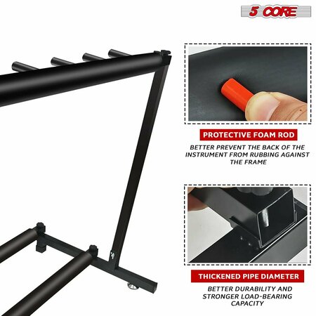 5 Core 5 Core Guitar Stand - 8 Space Rack for Acoustic Electric and Bass Guitars w Foam Padding- GRack 9N1 GRack 9N1